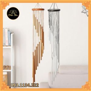 Chuông Gió phong thủy 35inch 18 Ống Hợp Kim Nhôm Và Gỗ Dùng Trang Trí Ban Công