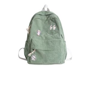 WYK139 Tas Ransel Korduroi Muka Senyum Smiley Face Backpack Impor TKM