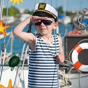 Yacht Captain Hat Navy Marine Hat Adjustable Sailor Captain Costume Men Navy Hat for Adult Kid Men Women