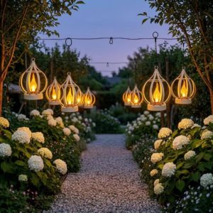 OEUVR Metal Solar Lamp Solar Powered Waterproof Flame Lamp Decoration Decorative Lantern Outdoor