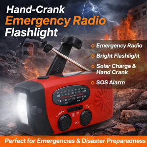 Hand-cranked Solar Emergency Multi-function Rechargeable Weather Warning Radio Emergency Radio Outdoor Dynamo Radio Portable Powerbank With Flashlight