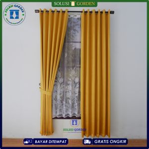 Gorden Blackout Polos Mewah Kain Tebal Premium Quality Embosh 90% Halau Cahaya