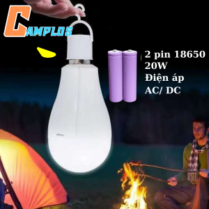 Đèn led tích điện E27 pin 18650 có thể sạc lại bóng đèn led khẩn cấp du lịch dã ngoại ngoài trời công suất 20W