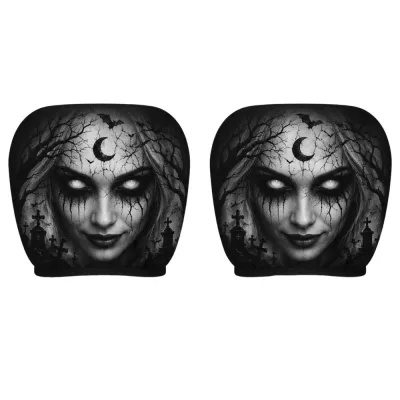 Lunara ghost headrest cover 2Pcs Cartoon Car Headrest Covers Funny Face Expressions Exaggerated Car Seat Headcover Headrest Cover Decor Cool Decorations Car Pillowcase Halloween Christmas Holiday