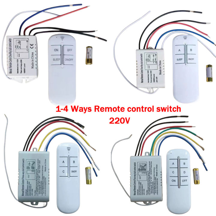 1/2/3/4 Way 220V Wireless Remote Control Switch ON/OFF Receiver ...