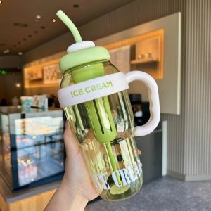 Bình giữ nhiệt ICE CREAM cốc giữ nhiệt tay cầm tiện lợi chịu nhiệt cao dung tích lớn 1200ml có lõi lọc