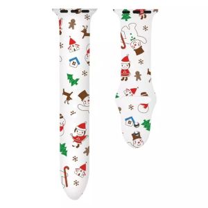 Christmas strap compatible with Apple Watch band 41mm 45mm Cartoon Printed Silicone belt watchband Sport compatible with Apple Watch series 7 strap