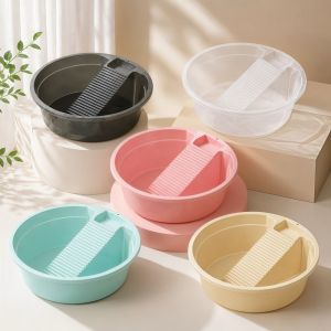 MINIAT Thickened Washboard Laundry Basin 2IN1 Large Capacity Underwear Cleaning Basin Practical Multifunctional Laundry Tub Hand Washing Clothes