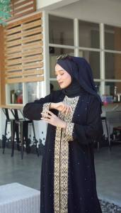 GAMIS ABAYA WANITA HITAM ARAB 096 BAHAN JETBLACK SAUDI PREMIUM
