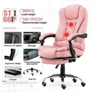 Nearra COD Leather Massage Recliner: Comfortable Computer & Office Chair with Leisure Footstool