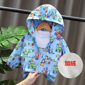 Áo Khoác Gió Lót Lông Cho Bé Trai Bé Gái Áo In Hình Máy Múc Cho Bé Từ 10 đến 27kg SUMO KIDS