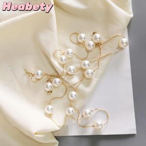 Heabety Pearl Womens Belt Simple Adjustable Metal Thin Chain Belt For Ladies Dress Skinny Waistband Decorative Jewelry
