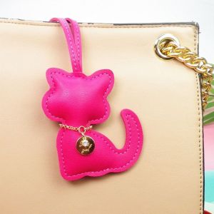 TIMIA Fashion Cat Keychain Animal Car Key Holder PU Leather Keyring Lovely Creative Kitty Bag Pendant Backpack Decor