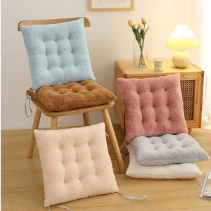 DIVATEN Solid Color Chair Seat Cushion Thickened 40×40cm Dining Chair Cushion Cozy Anti-Slip Plush Seat Cushion Home Office Use