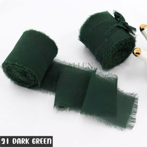 1.5 x 5.5 Yards Frayed Edged Chiffon Silk Ribbons for Gift Wrapping Bridal Bouquet Wedding Invitations handmade DIY crafts