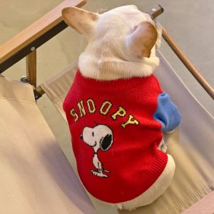 Dog Clothes Cute Cartoon Snoopy Pattern Color Matching Sweater Soft Woolen Shirtfor Pet Dog Cat Shih tzu within 15kg