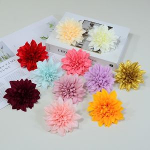 MACRAMEX 5Pcs Silk Artificial Silk Chrysanthemum Imitational 10.5cm Artificial Flower Heads  Hand-made Material Large Dahlia Hair Accessories