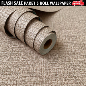 Paket 5 Roll Wallpaper Dinding Polos Bertekstur Pastel Serat Kain Higth Quality Size 45cm X 4M