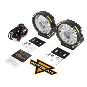 LED Driving Lights 7 Inch Round 115W Hyper Spot Beam Work Amber Spotlights Pod with 360 PRO Large Lens Lights with Amber DRL with DT Plug Wiring Harness Work Lights