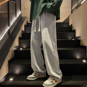 celana jeans korea style pinggang karet celana kulot pria straight loose jeans celana jeans panjang