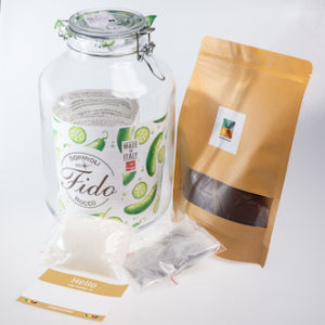 Kombucha DIY Brewing Essential Kit includes 5-liter Glass Jar + LIVE Kombucha Scoby Starter Culture in 16 oz (400ml 2 cups) Strong Starter Tea for Successful Kombucha Works