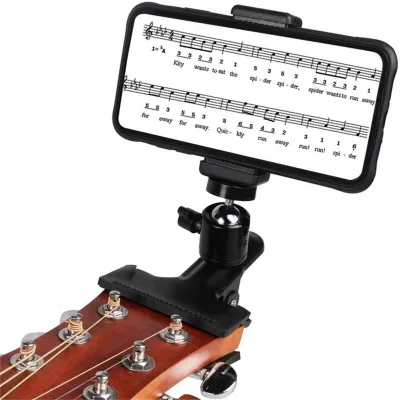 Guitar Head Clip Mobile Phone Holder Live Broadcast Bracket Clip Head for Guitar Bass kalimba(Guitar Head Phone Clip)