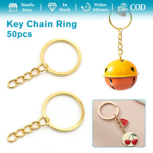 50PCS Metal Key Ring Gold Key Chains Rings Parts with 25mm Open Jump Ring and Connector for DIY Crafts