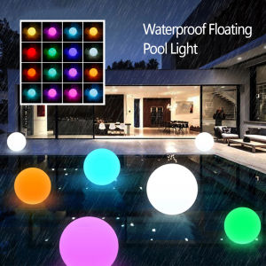 FREE LED Swimming Pool Floating Lights Lamp Remote Control Colorful Outdoor Garden Light Luminous Ball Light Holiday Props Decoration