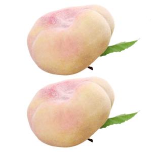 ผลไม้ปลอมผลไม้ลูกพีชเทียมสมจริง2ชิ้นสำหรับใช้ในการถ่ายภาพของตกแต่งบ้านและแบบมืออาชีพ