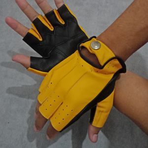 SARUNG TANGAN MOTOR BAHAN KULIT DOMBA EDISI WARNA KUNING
