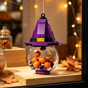 ZHONGMEET Red Spider Building Blocks Ornaments Witch Hat One-Eyed Monster Glass Ball Pendant DIY Assemble Bricks DIY Assembly Toy Halloween