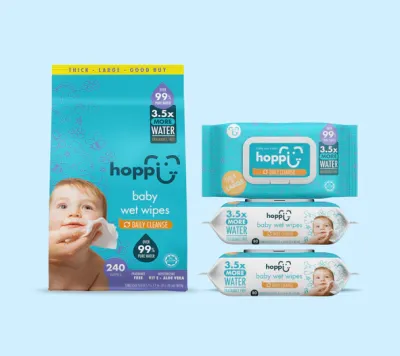 Hoppi Premium 99% Water Baby Wet Wipes (80 Wipes x 3 Pack)