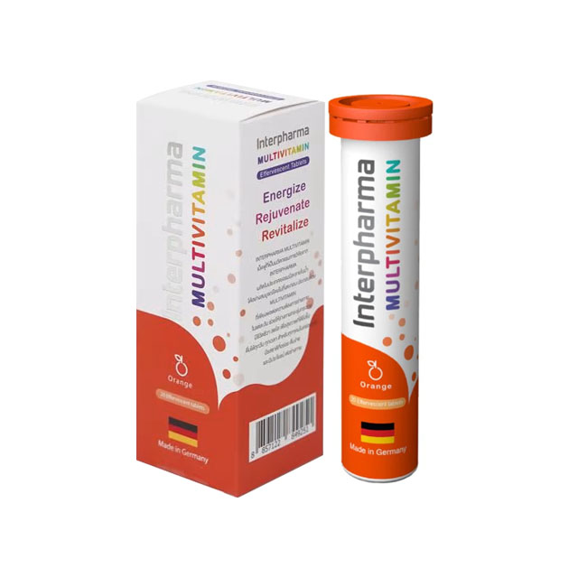 Interpharma Multivitamin Orange 20s - วิตามินรวมแบบเม็ดฟู่ 1 หลอด บรรจุ ...