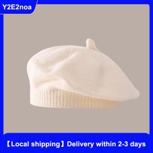 【Local shipping】 Fashion Cute Baby Knitted Beret Hat Solid Color Childrens Warm Hats Autumn Winter Cap For Kids Outdoor Bonnet Accessories Gift