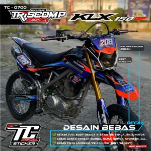 Stiker motor Decal KLX 150 bf new kombinasi list hologram timbul motif keren terbaru desain custom bisa request - Stiker list variasi KLX BF 150 new fullbody super glossy tebal kombinasi timbul hologram Desain custom Bebas Request TC-0700