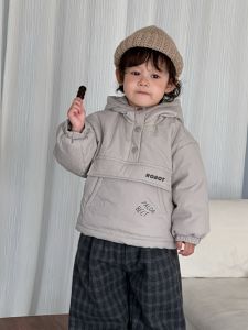 Childrens clothing 2025 Korean-style childrens clothing for winter: baby cotton coat boys plaid pants and fleece-lined suit