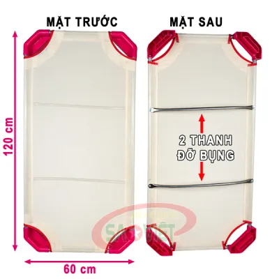 Giường lưới TỰ RÁP cho bé sơ sinh và mầm non ngủ trưa KT 120x60x10 cm Đồ Chơi Sao Việt