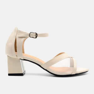 Giày sandal nữ cao gót 4cm hàng hiệu rosata hai màu đen kem thời trang cao cấp ro364