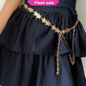 SHENHAO2🎀 Cổ Điển Phụ Nữ Thắt Lưng Vành Đai Nữ Kim Loại Sao Năm Cánh Chuỗi Vành Đai Tua Eo Chuỗi Vành Đai Phụ Nữ Trang Trí Cơ Thể Đồ Trang Sức