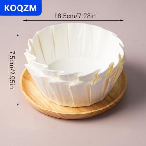 [COD] KOQZM Basque Cheesecake dầu Khay giấy có thể gập lại khuôn bánh dùng một lần phát hành Mousse bánh Giấy nướng dầu bằng chứng cạnh giấy