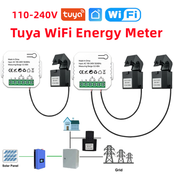 E Life Smart Store Tuya Smart 2 Way WiFi Energy Meter Bidirection 1/2 ...