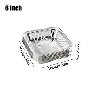 LLCY 10Pcs Non-stick Food Tin Foil Tray 6/7/8 Inch Reusable Air Fryer Tray Durable Oil-resistant Aluminum Foil Box