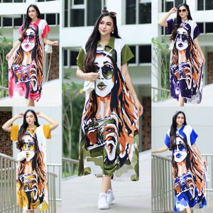 Daster terbaru 2023 Motif AVRIL midi dress terbaru fashion viral kekinian Daster cantik ibu muda Jumbo LD 120cm Bahan Rayon Grade A Kancing aktif busui Friendly