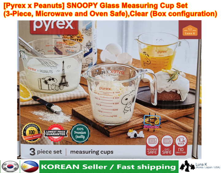 [Pyrex x Peanuts] Original SNOOPY Glass Measuring Cup Set (3-Piece ...