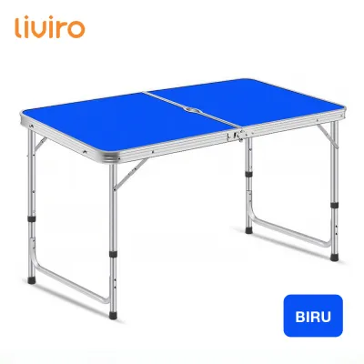 Liviro Meja Lipat Dagang Outdoor Meja Jualan Portable Lubang Payung Tengah Berkualitas