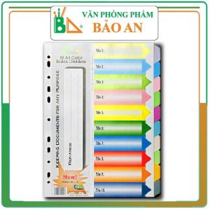 Chia File Giấy 10 Màu Hoàng Mai ( 5 Bộ /1 Tập /1Túi )