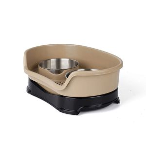 MUQZI with Baffle Stainless Steel Dog Bowl Non-slip Eating and Drinking Water Feeding Basin Water Bowl Large Capacity Mess-Proof Pet Double Bowl Pet Feeding Supplies