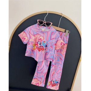 Beryl kids🌸ชุดเด็กผู้หญิง 🎀ชุดแฟชั่นสาวฤดูร้อน สไตล์ตะวันตก ชุดมัดย้อมการ์ตูนสองชิ้น