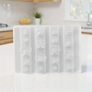 NUBE Silicone Nail Art Carving Template Flower Pattern Carving Template DIY Manicure Template Butterfly Orchid Design Silicone Nail Mold for DIY Nail Art