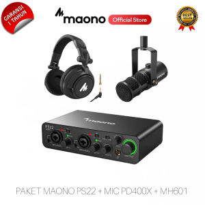 MAONO PS22 Paket Microphone PD400X Dynamic XLR USB dn MH601 Headphone Podcast Recording Music Studio